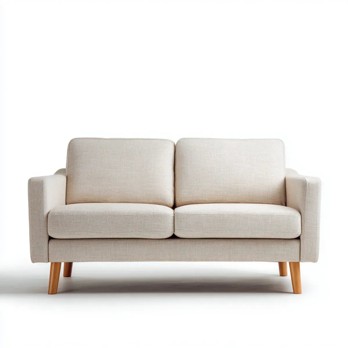 Sofa, 2 fotela beżowy 150 x 85 x 85 cm poliestrowe nóżki litego drewna kształt prosty