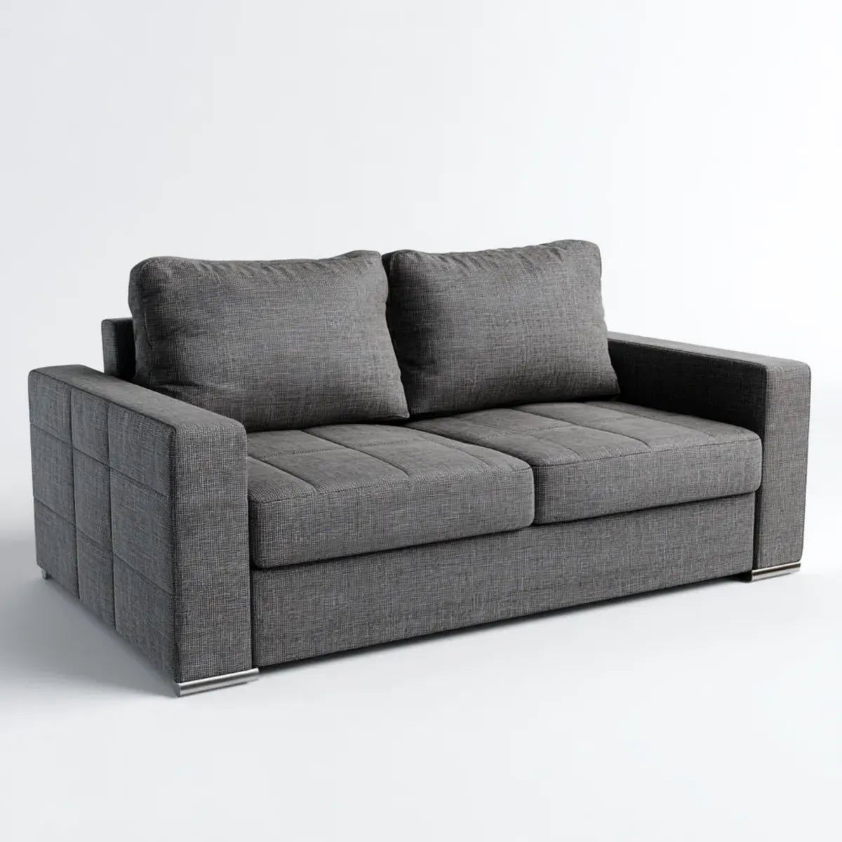 Sofa, 2 fotela szara 180 x 90 x 85 cm w prostokątnym poliestrze