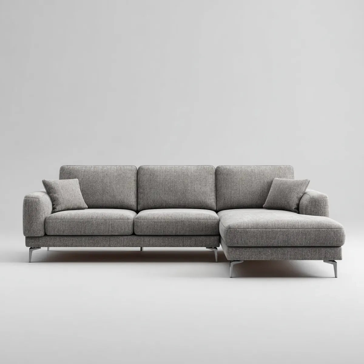 Sofa, Odwracalna 4 fotelowa, poliestrowa, szara sofa z szezlongiem 280 x 160 x 85 cm