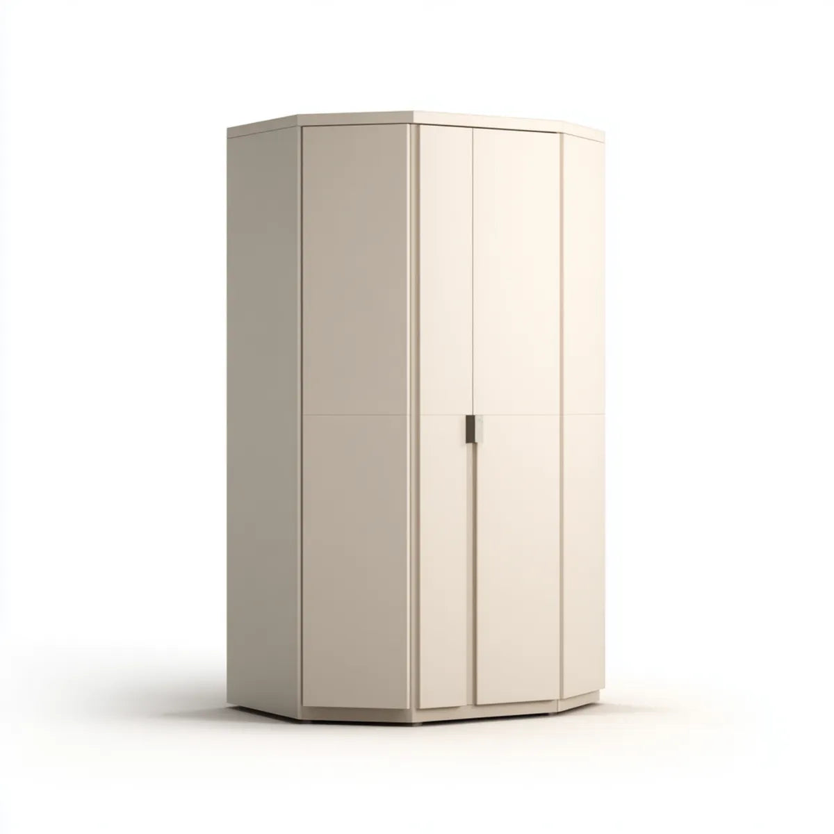 Szafa, narożna szafa beżowa 100 x 100 x 200 cm z MDF z warstwą melaminową pentagonalną