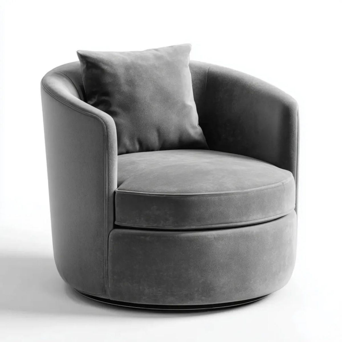 Fotel, Okrągłe krzesło klubowe w antracycie szary z poduszką, 80 x 78 x 75 cm