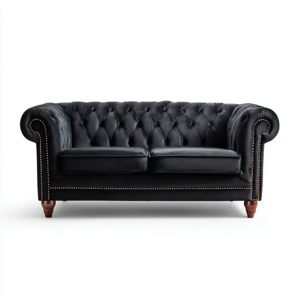 Sofa, Chesterfield 2 fotela czarna 165 x 90 x 75 cm w czystej syntetycznej skórze PU