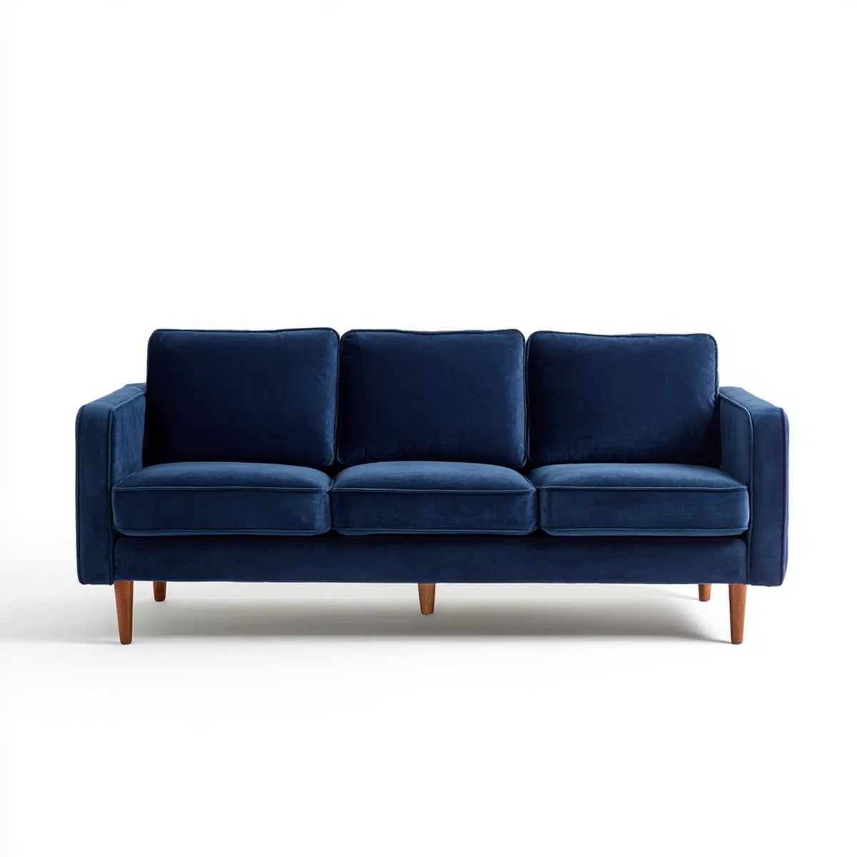 Sofa, 3 fotela prosta sofa w poliestrowym aksamicie z litymi nóżkami z drewna 200 x 85 x 85 cm