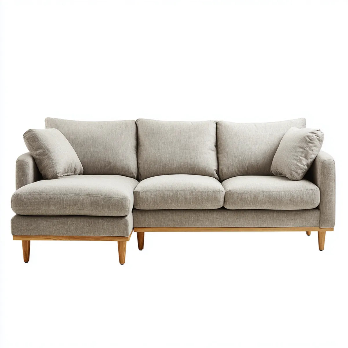 Sofa, 3 fotela poliestrowa beżowa sofa z szezlongiem 230 x 150 x 86 cm