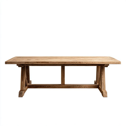 Stół do jadalni, Naturalny prostokątny stół jadalny 220 x 100 x 76 cm w litym drewnie