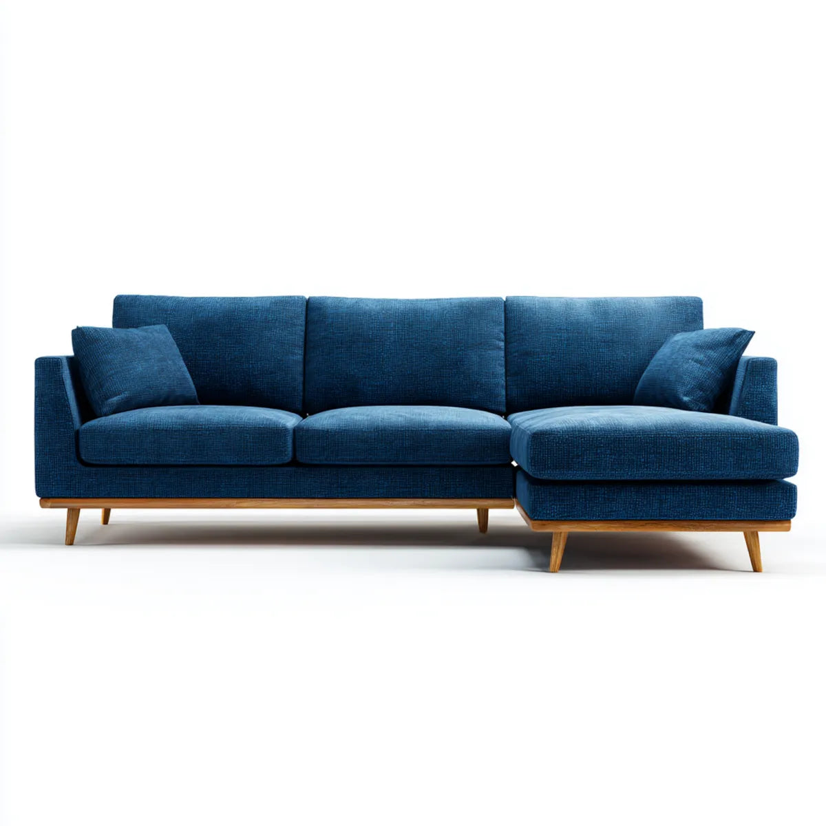 Sofa, Kanapa narożna z ciemnoniebieskim zwrotnikiem 260 x 160 x 85 cm poliestrowy kształt L