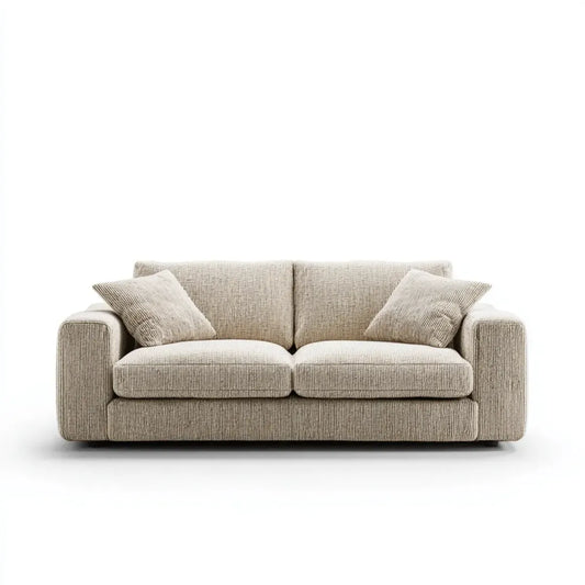 Sofa, 2-osobowa kanapa beżowa 178 x 90 x 85 cm pokrywa z linka poliestrowego prostokątnego