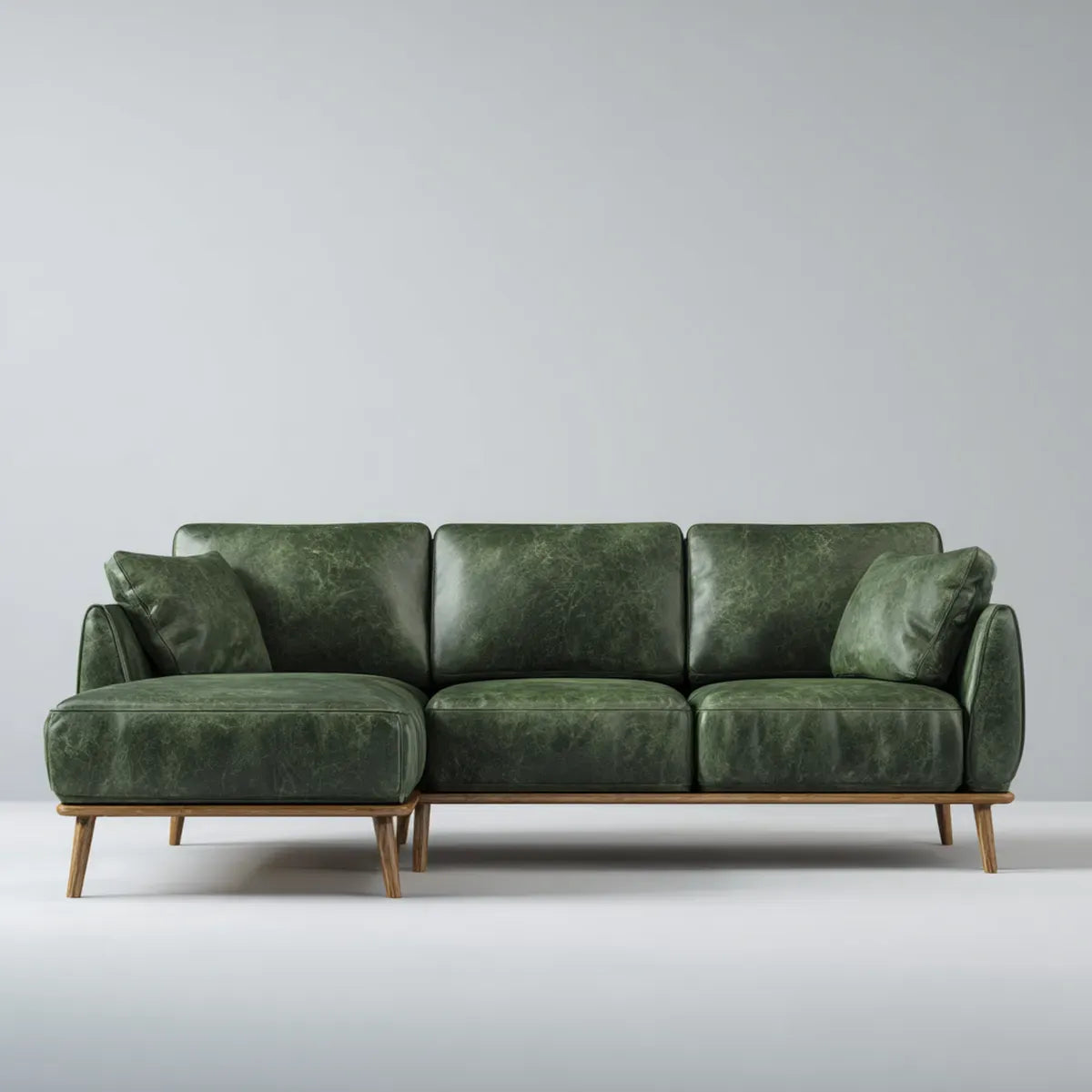 Sofa, 3-osobowa kanapa narożna z rekamierem ciemnozielonym 260 x 160 x 85 cm sztuczna skóra PU kształt litery L
