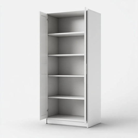 Szafa biała 80 x 40 x 200 cm płyty wiórowej pokrytej melaminą z 2 drzwiami i 4 wkładkami