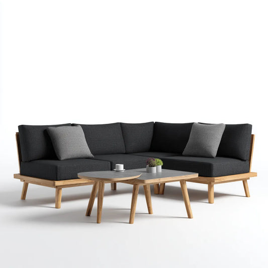 Sofa ogrodowa, Zestaw antracytowy antracyt rogówka w teku z tabeli 240 x 240 cm