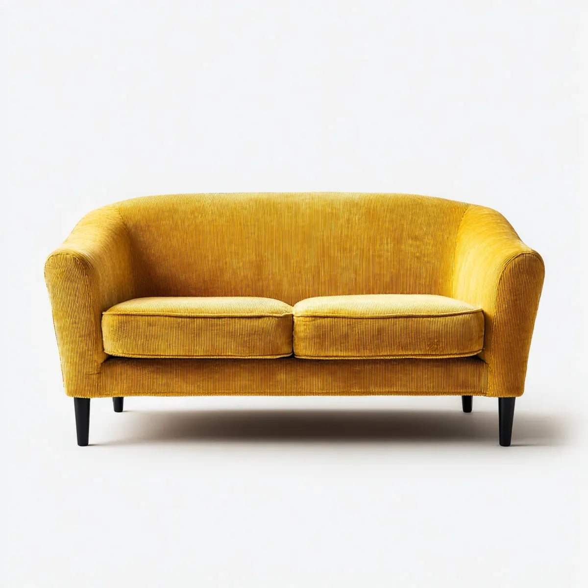 Sofa, 2 fotela żółta sofa musztardowa w poliestrowym aksamicie żebrowanym 140 x 78 x 82 cm