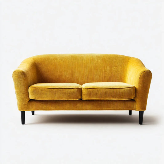Sofa, 2 fotela żółta sofa musztardowa w poliestrowym aksamicie żebrowanym 140 x 78 x 82 cm