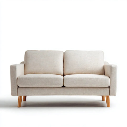 Sofa, 2 fotela beżowy 150 x 85 x 85 cm poliestrowe nóżki litego drewna kształt prosty