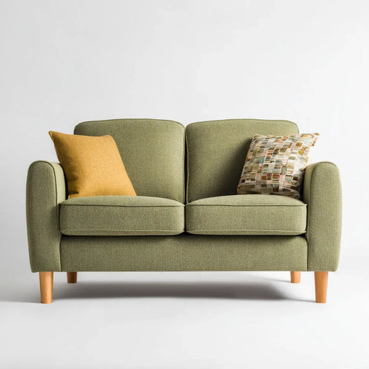 Sofa, 2 fotela w kolorze oliwkowym z poliestru z litymi nogami z drewna 150 x 85 x 88 cm prostokątna
