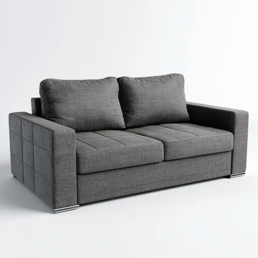 Sofa, 2 fotela szara 180 x 90 x 85 cm w prostokątnym poliestrze