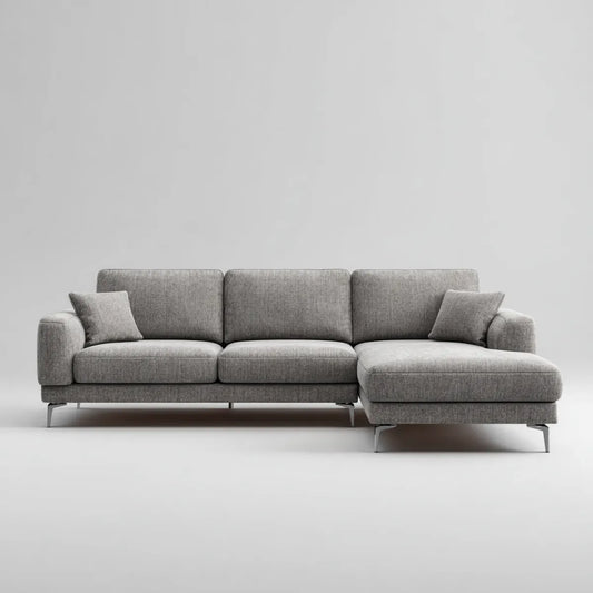 Sofa, Odwracalna 4 fotelowa, poliestrowa, szara sofa z szezlongiem 280 x 160 x 85 cm
