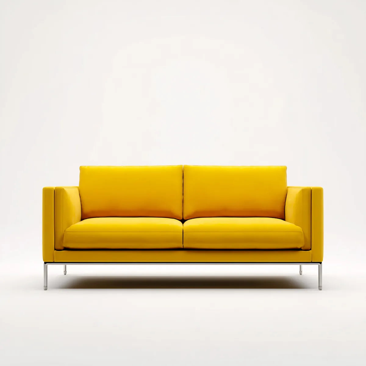 Sofa, Żółta 2 fotela w prostokątnej, syntetycznej skórze PU 160 x 85 x 82 cm