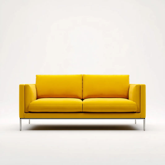 Sofa, Żółta 2 fotela w prostokątnej, syntetycznej skórze PU 160 x 85 x 82 cm