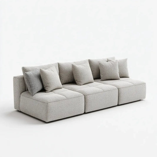 Sofa, 3 fotela modułowa sofa w jasnym beżowym poliestrze 300 x 105 x 75 cm