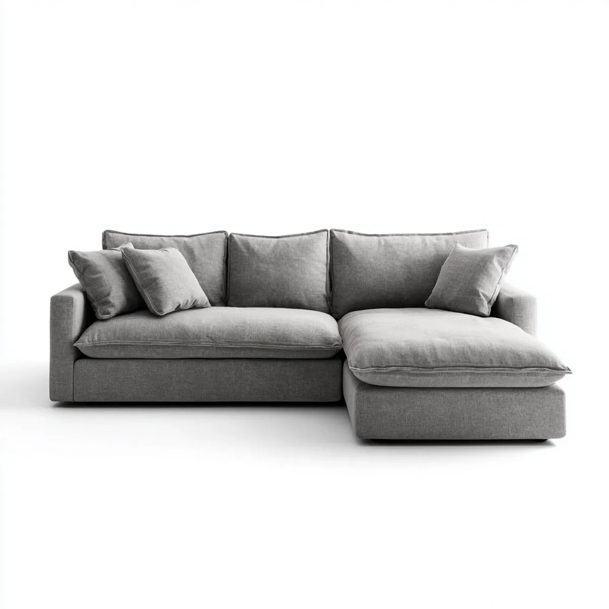 Sofa, 3 fotela z poliestrową sofą z prawej strony szezlong 250 x 160 x 85 cm