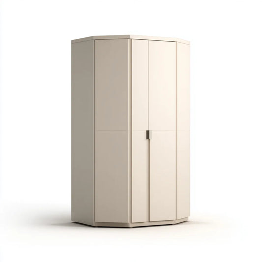 Szafa, narożna szafa beżowa 100 x 100 x 200 cm z MDF z warstwą melaminową pentagonalną