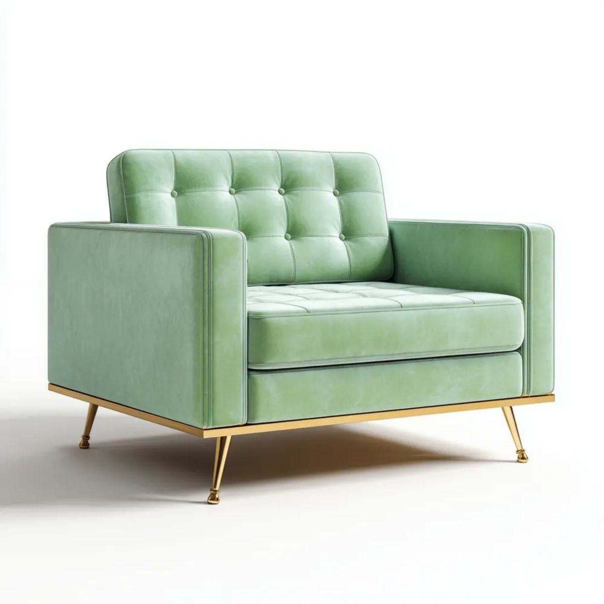 Fotel, Krzesło w pokoju Living- w pokoju Brighlight Sighlight Sighgreen Sighvelvet z lightgolden Sighsteel Sighlelegs, 105 x 90 x 86 cm