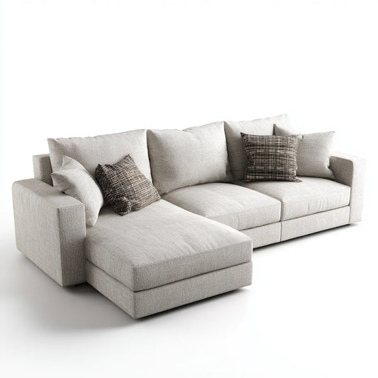 Sofa, 3 fotela poliestrowa beżowa sofa z lewym narożnikiem 285 x 165 x 85 cm w L