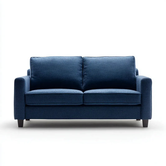 Sofa, Navy niebieska sofa w poliestrze z litymi nogami bukowymi 160 x 88 x 85 cm