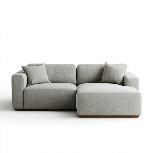 Sofa, 3 fotela poliestrowa sofa szara z szezlongiem po prawej 250 x 160 x 85 cm