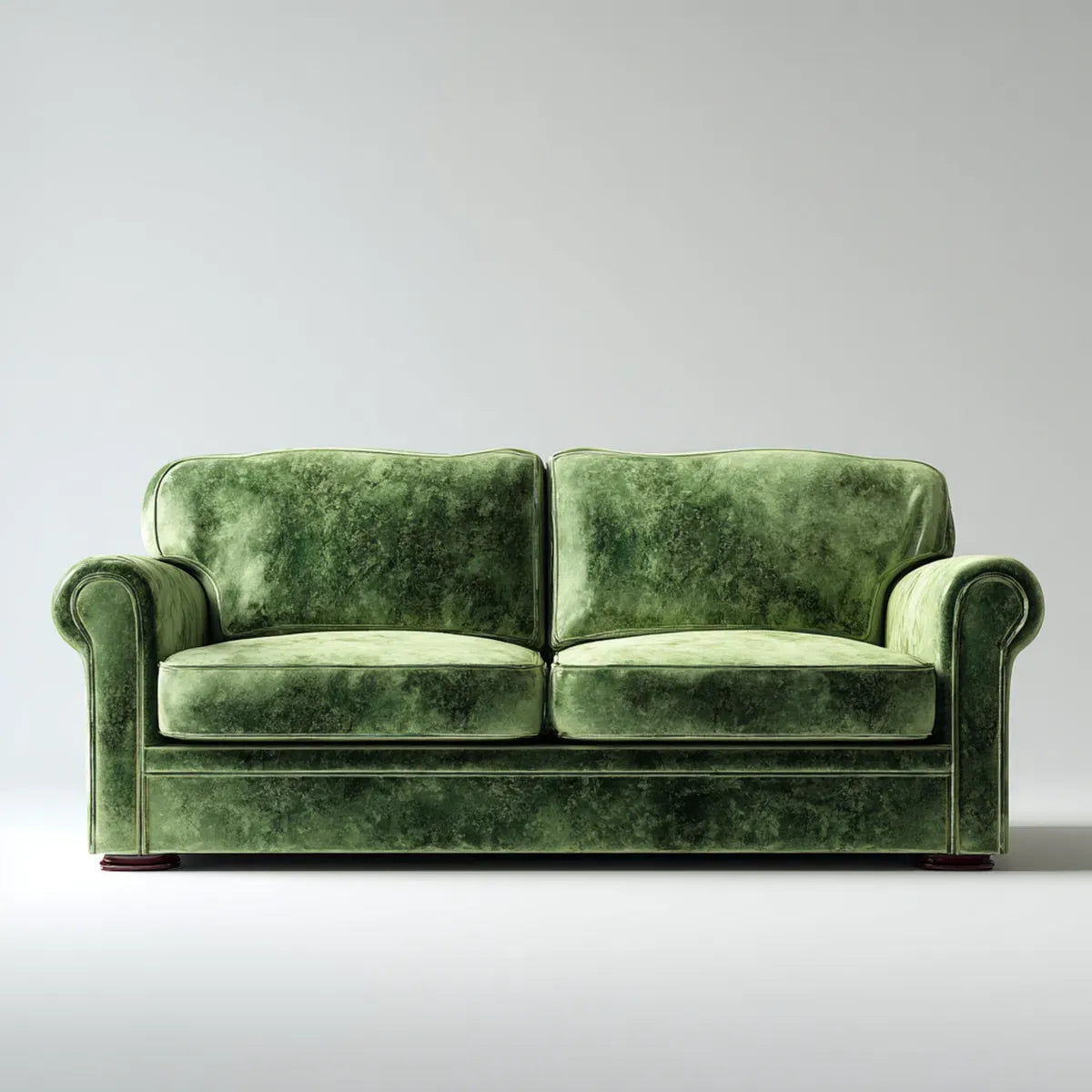 Sofa, 2 fotela oliwna zielona w prostokątnym poliestrowym aksamicie 160 x 85 x 82 cm