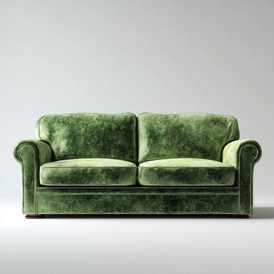 Sofa, 2 fotela oliwna zielona w prostokątnym poliestrowym aksamicie 160 x 85 x 82 cm