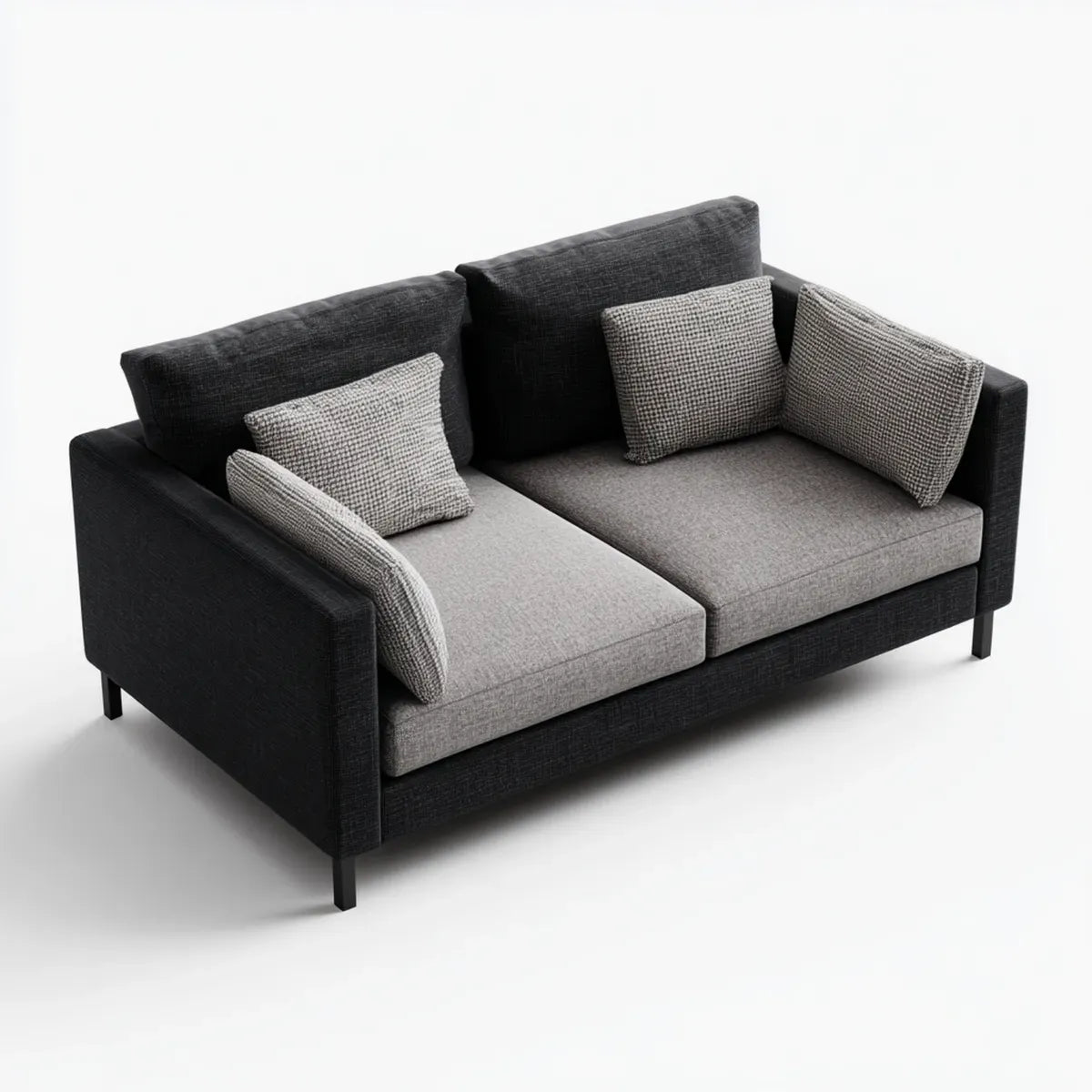 Sofa, 2 fotela prostokątna sofa szara antracyt 180 x 90 x 85 cm poliester i stal