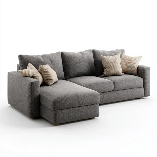 Sofa, 4 szara sofa poliestrowa z lewym narożnikiem 260 x 160 x 85 cm