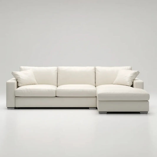 Sofa, 4-osobowa rozkładana fotel biały 280 x 160 cm w poliestrowym kształcie litery L