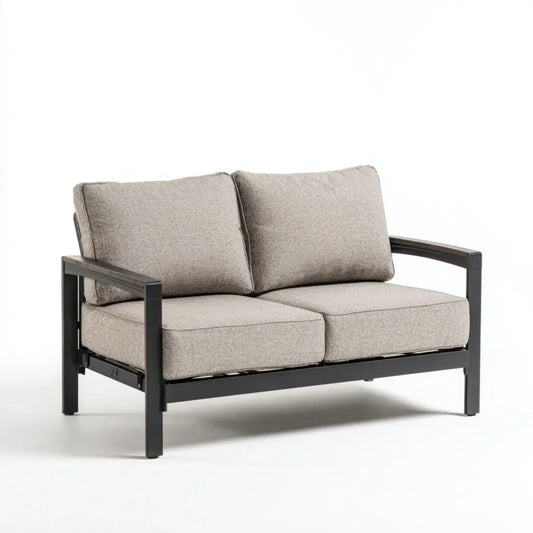 Sofa ogrodowa, Tapczan ogrodowy 2 miejsca szary gołąb stal pokryta proszkiem 130 x 75 x 78 cm